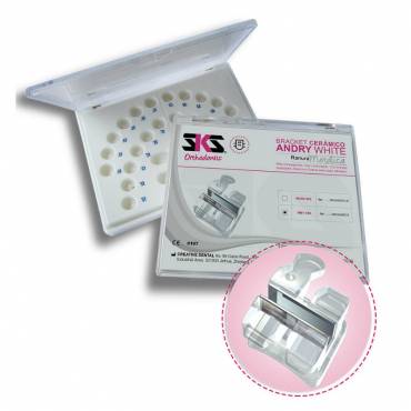 Andry White Kit Bracket Estético Cerámico Ranura Metálica 20u SKS Dental